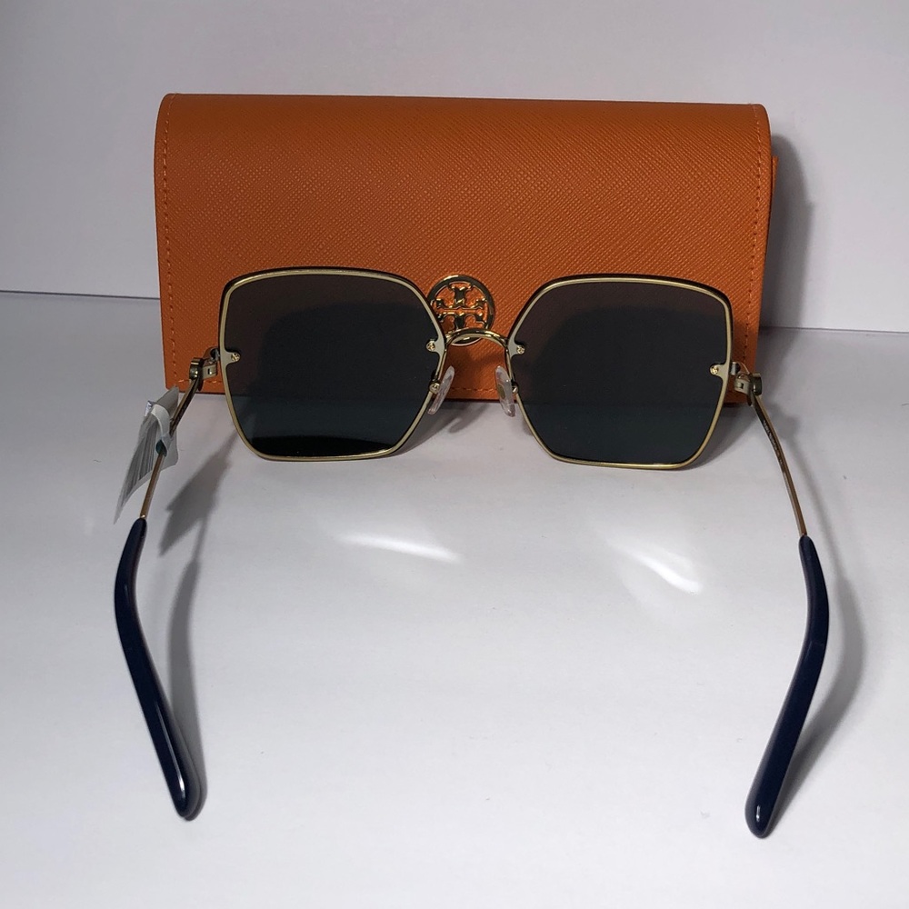 New Authentic Tory Burch TY6080 Blue Sunglasses with Orange Case - Picture 10 of 14